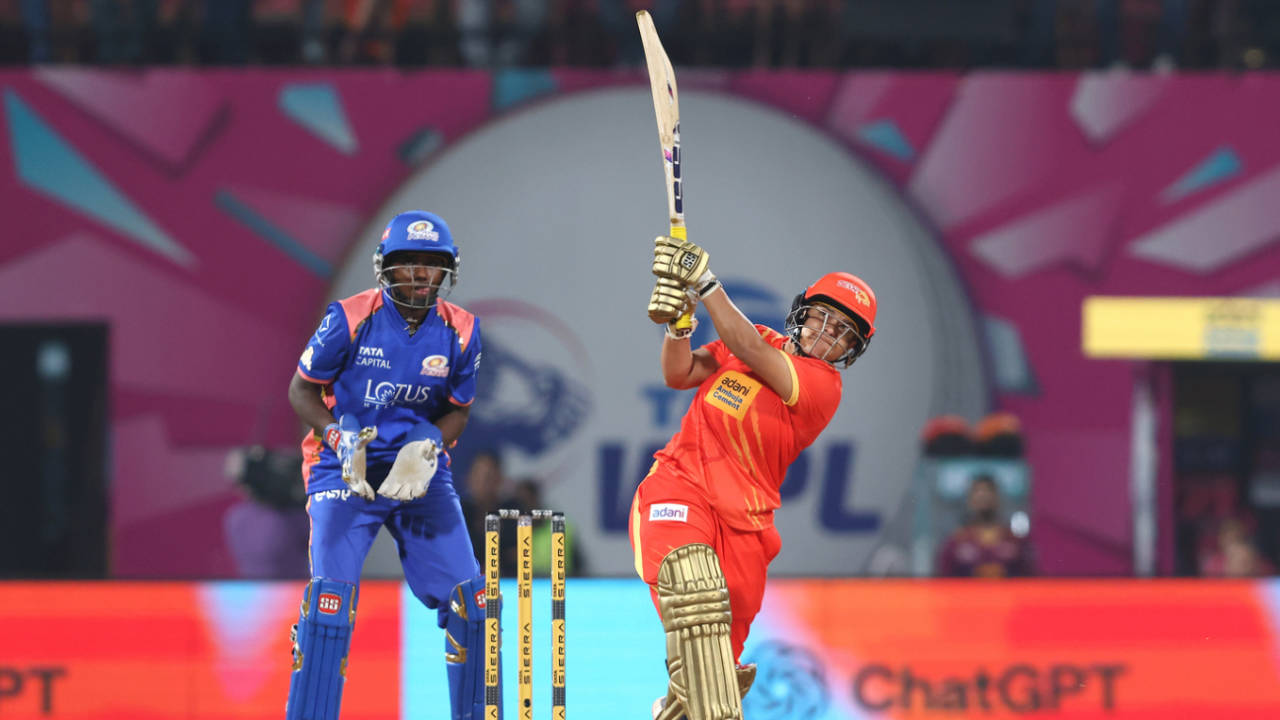 Kanika Ahuja began her innings quickly, Mumbai Indians vs Gujarat Giants, WPL, Navi Mumbai, January 13, 2026