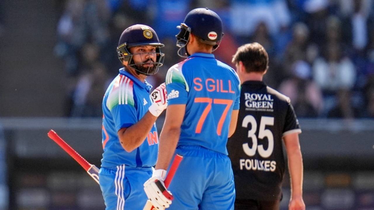 Rohit Sharma and Shubman Gill stepped up after a sedate start, India vs New Zealand, 2nd ODI, Rajkot, December 14, 2025