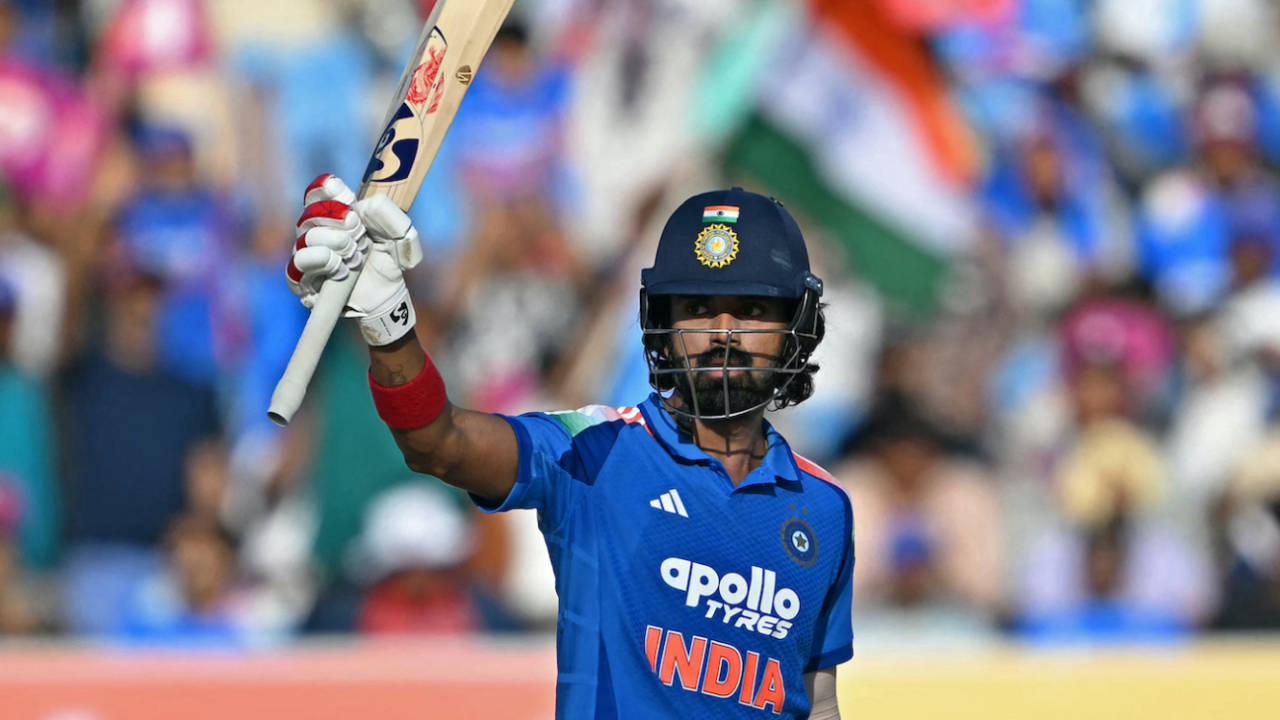 KL Rahul celebrates his fifty, India vs New Zealand, 2nd ODI, Rajkot, January 14, 2026