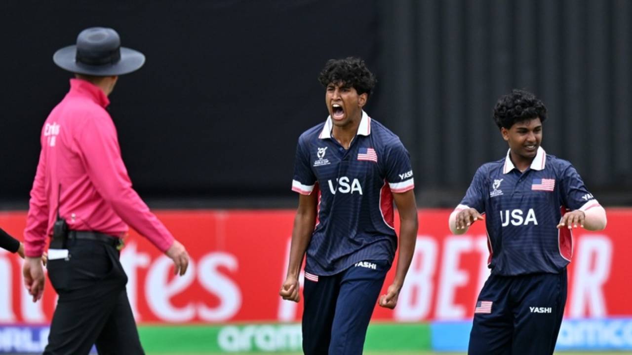 Ritvik Appidi took two wickets in his first spell, India vs USA, ICC Men's Under-19 World Cup, Bulawayo, January 15, 2026