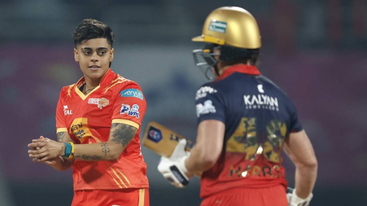 Kashvee Gautam trapped Grace Harris lbw in her first over, Gujarat Giants vs Royal Challengers Bengaluru, WPL, Navi Mumbai, January 16, 2026