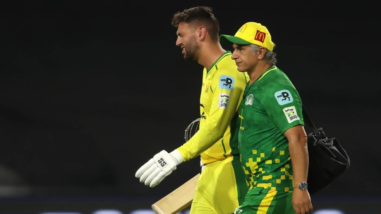 Donovan Ferreira left the field after facing one delivery, Joburg Super Kings vs Pretoria Capitals, SA20, Johannesburg, January 17, 2026 