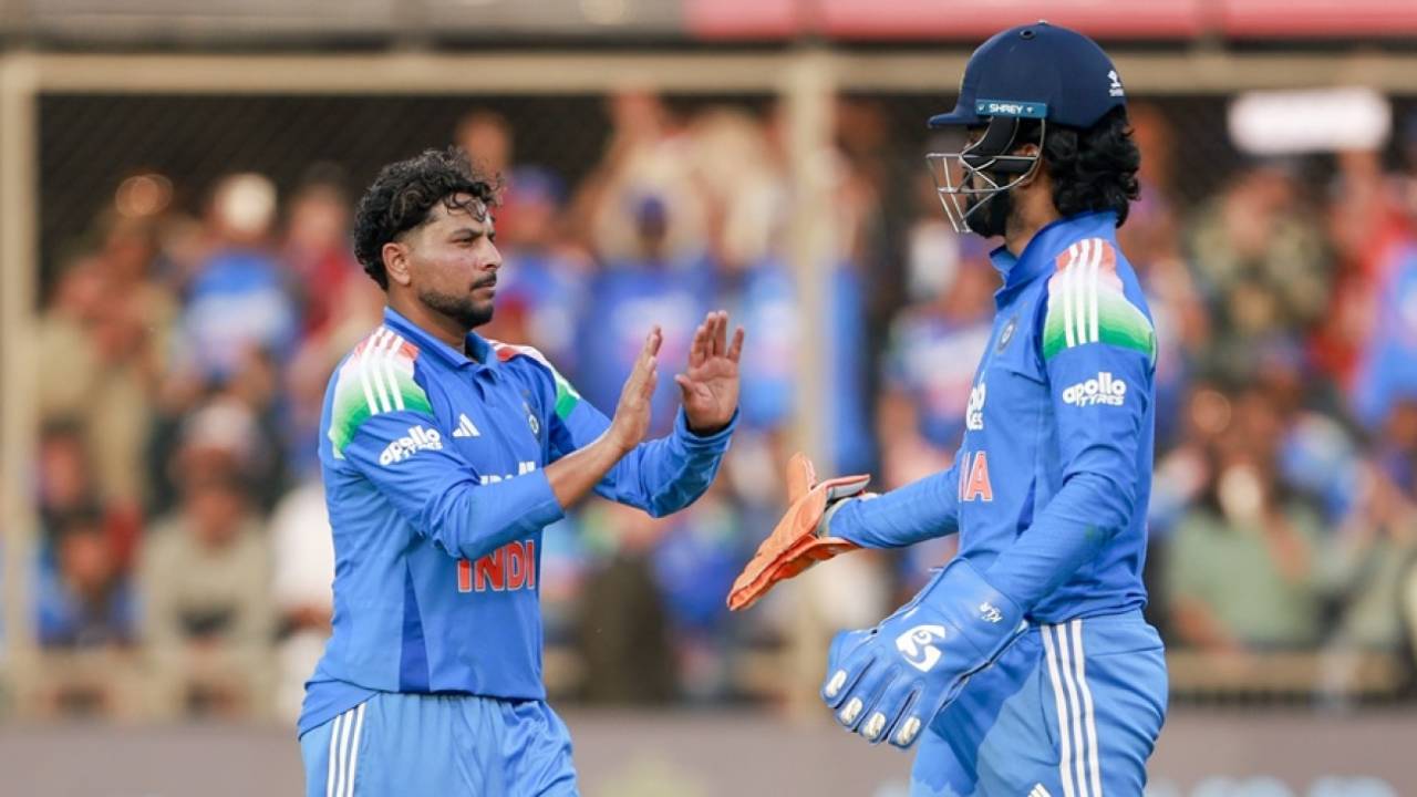 Kuldeep Yadav picked up the wicket of Mitchell Hay, India vs New Zealand, 3rd ODI, Indore, January 18, 2026