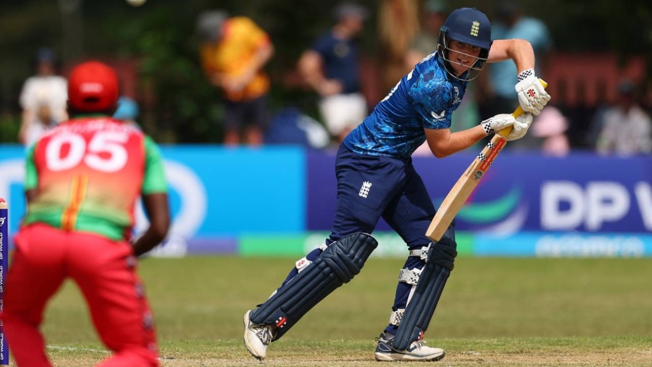 Thomas Rew led the chase with a quick half-century, Zimbabwe vs England, Under-19 World Cup, Harare, January 18, 2026
