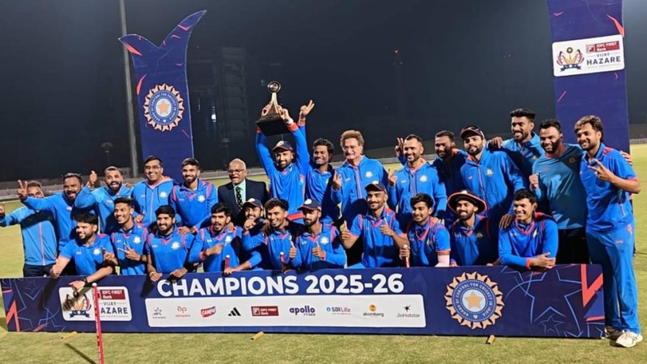 Vidarbha - Champions of the 2025/26 season of the Vijay Hazare Trophy, Saurashtra vs Vidarbha, Vijay Hazare Trophy final, Bengaluru, January 18, 2026