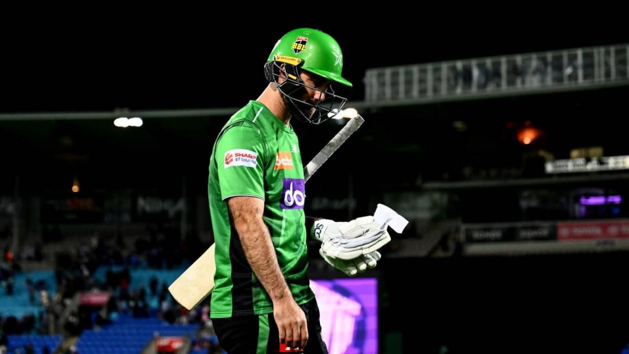 Glenn Maxwell faced just four balls in Melbourne Stars unsuccessful chase, Hobart Hurricanes vs Melbourne Stars, BBL, Knockout, Hobart, January 21, 2026