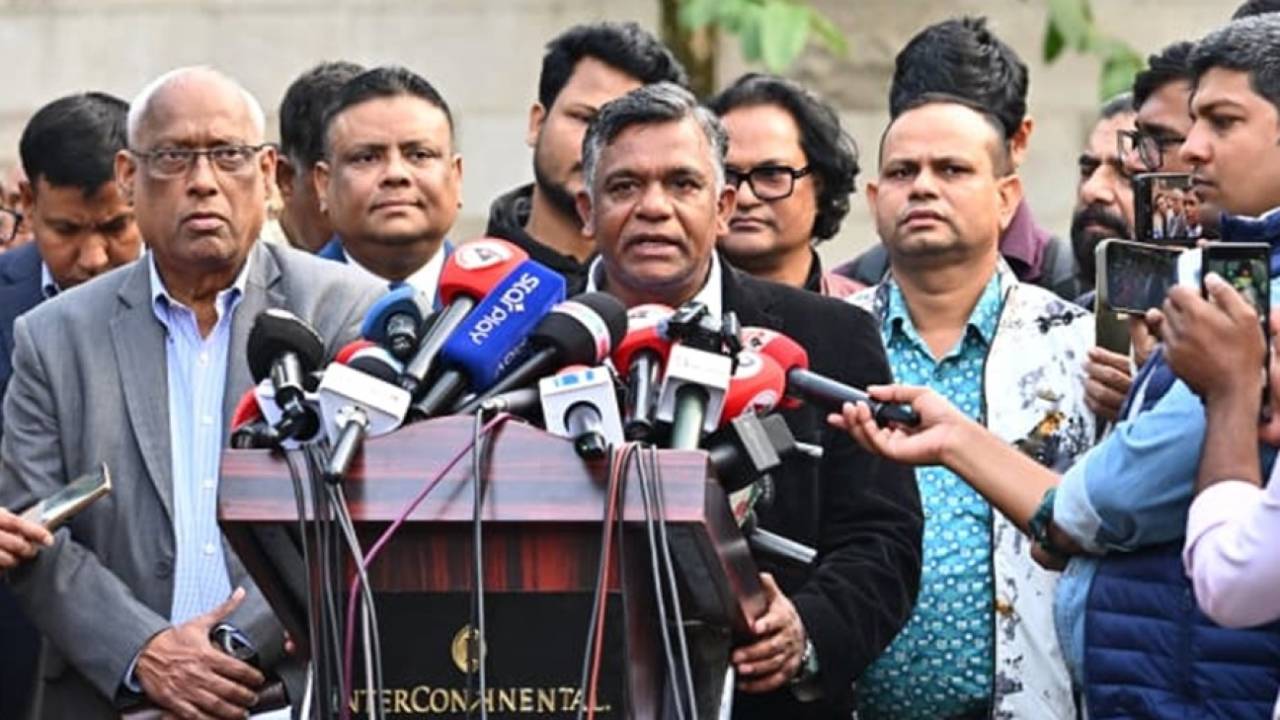 BCB president Aminul Islam addresses the media, Dhaka, January 22, 2026