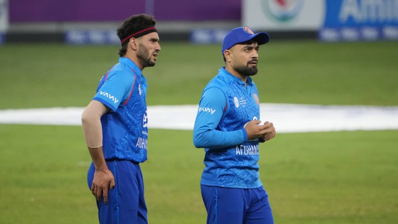 Abdollah Ahmadzai and Rashid Khan were among the wickets for Afghanistan, Afghanistan vs West Indies, 3rd T20I, Dubai, January 22, 2026