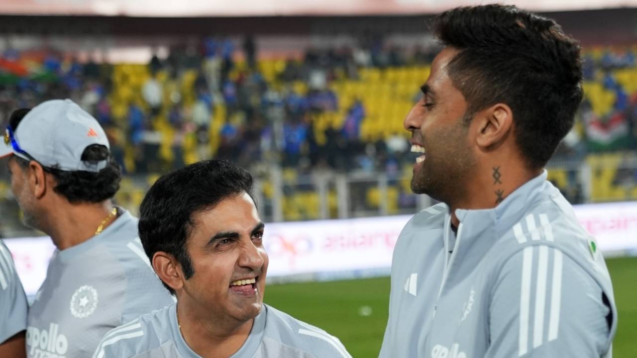 Gautam Gambhir and Suryakumar Yadav share a light moment before the game, India vs New Zealand, 3rd T20I, Guwahati, January 25, 2026