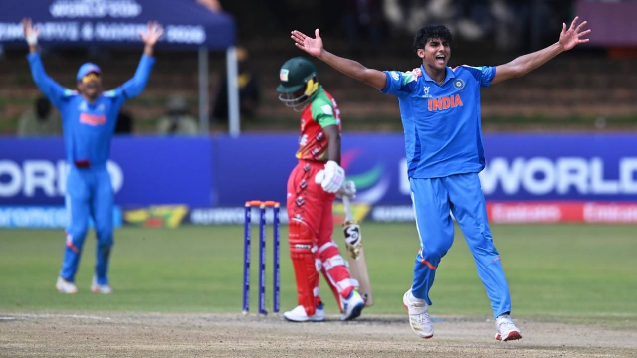 RS Ambrish picked up two early wickets, Zimbabwe U19 vs India U19, Super Sixes, ICC Men's U19 World Cup, Bulawayo, January 27, 2026