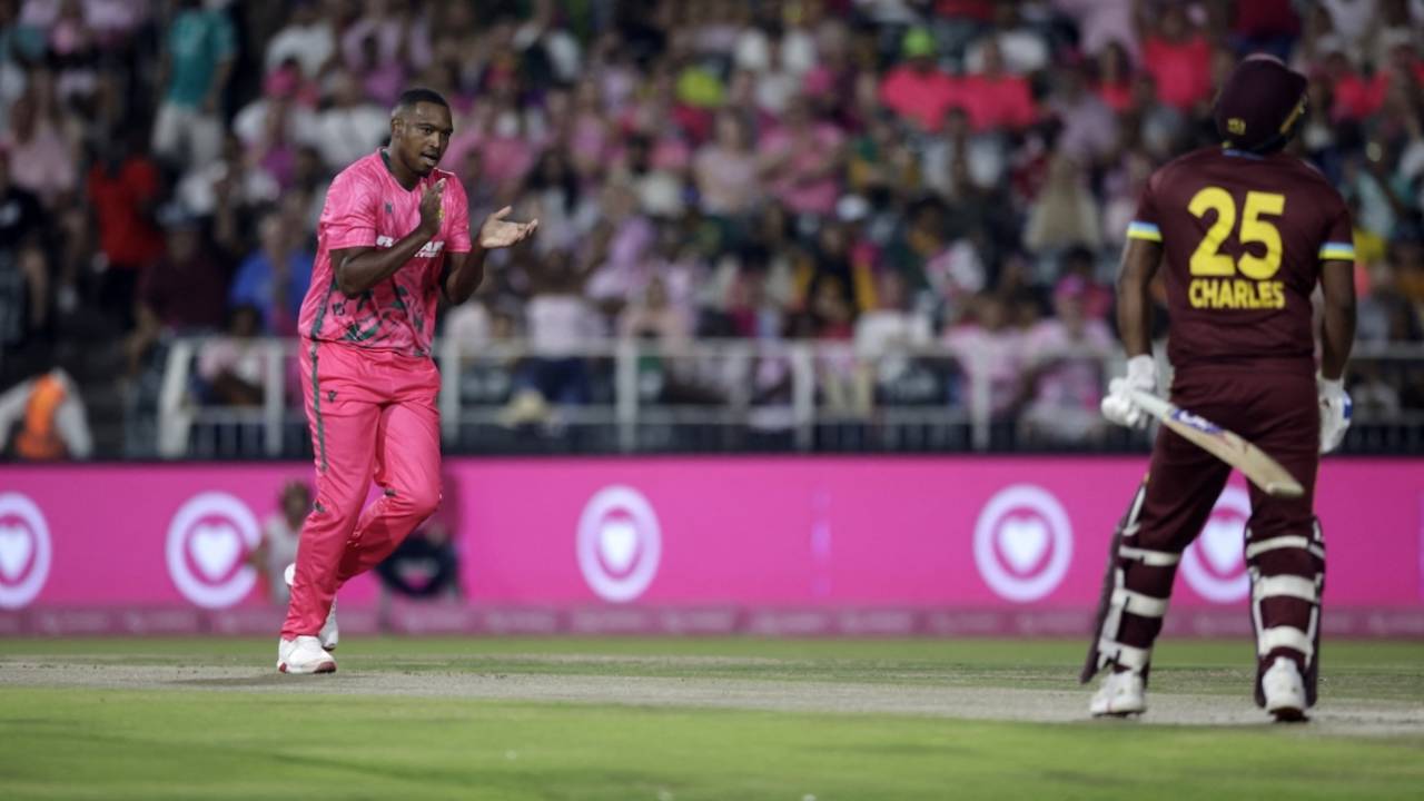 Lungi Ngidi bagged Johnson Charles for a duck, South Africa vs West Indies, 3rd T20I, Johannesburg, January 31, 2026