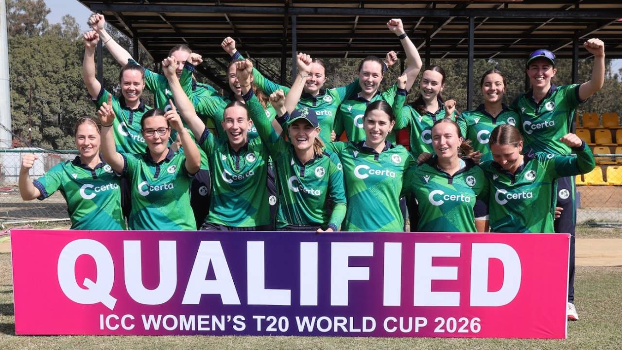 Ireland players celebrate after qualifying for the T20 World Cup, Ireland vs Thailand, Women's T20 World Cup Qualifier, Kirtipur, February 1, 2026
