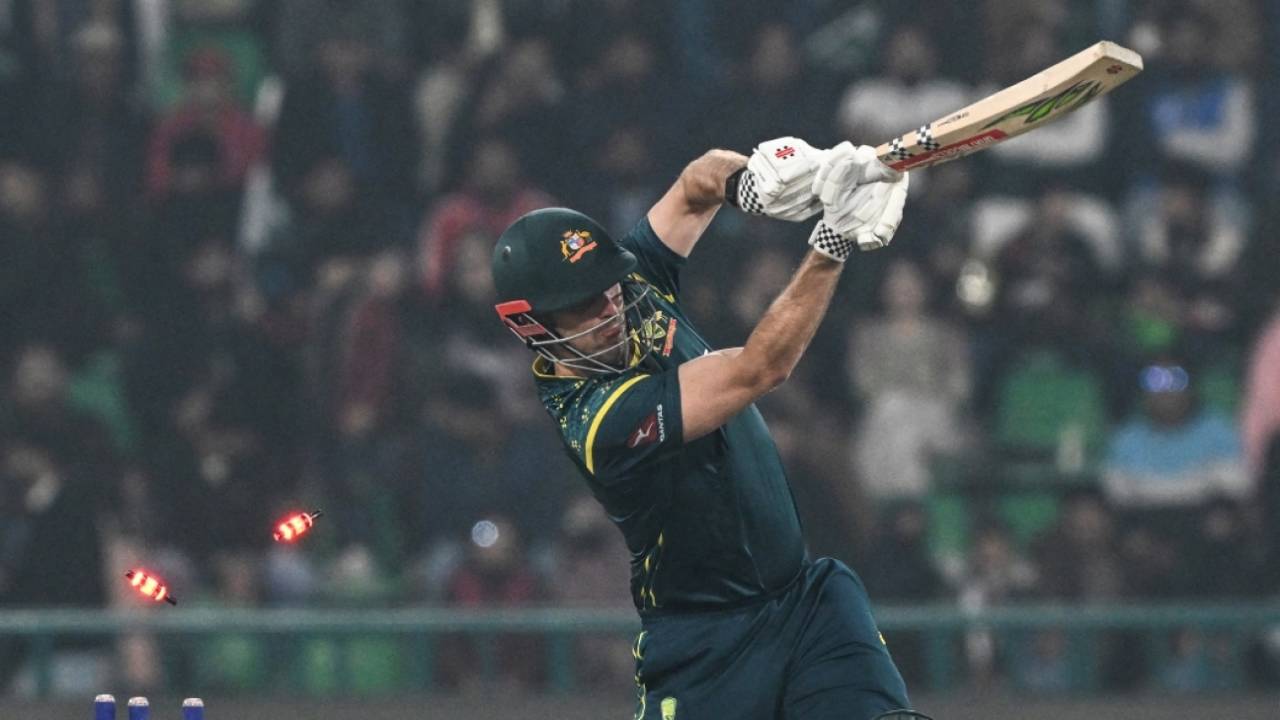 Mitchell Marsh was bowled by Shaheen Shah Afridi in the first over of Australia's innings, Pakistan vs Australia, 3rd T20I, Lahore, February 1, 2026