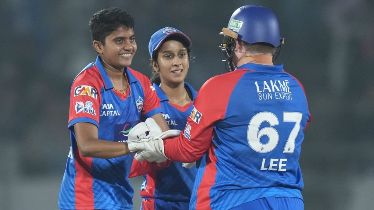 N Shree Charani claimed a wicket in her first over, UP Warriorz vs Delhi Capitals, WPL, Vadodara, February 1, 2026
