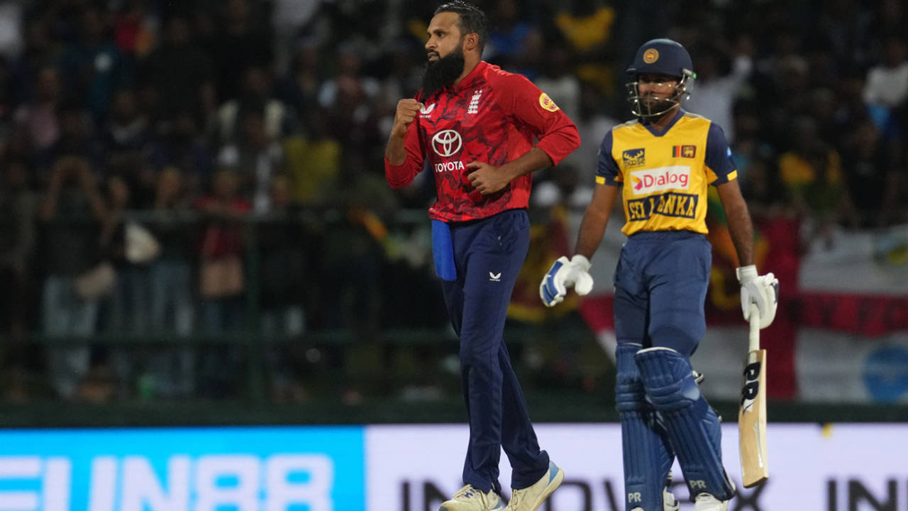 Adil Rashid removed the dangerous Dasun Shanaka, Sri Lanka vs England, 2ns T20I, Pallekele, February 1, 2026