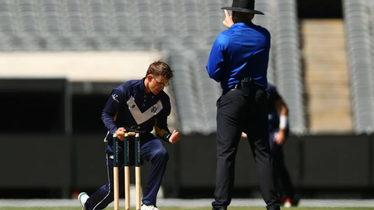 Todd Murphy celebrates a wicket, Victoria vs Queensland, One-Day Cup (Australia), MCG, February 3, 2026