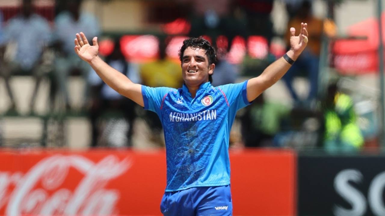 Uzairullah Niazai celebrates an 85-ball century, Afghanistan vs India, Under-19 World Cup, semi-final, Harare, February 4, 2026