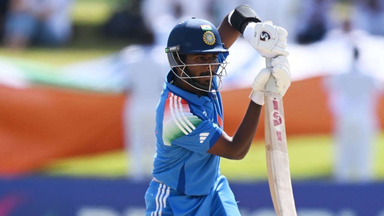 Aaron George with a picture-perfect shot, England vs India, Under-19 men's World Cup final, Harare, February 6, 2026