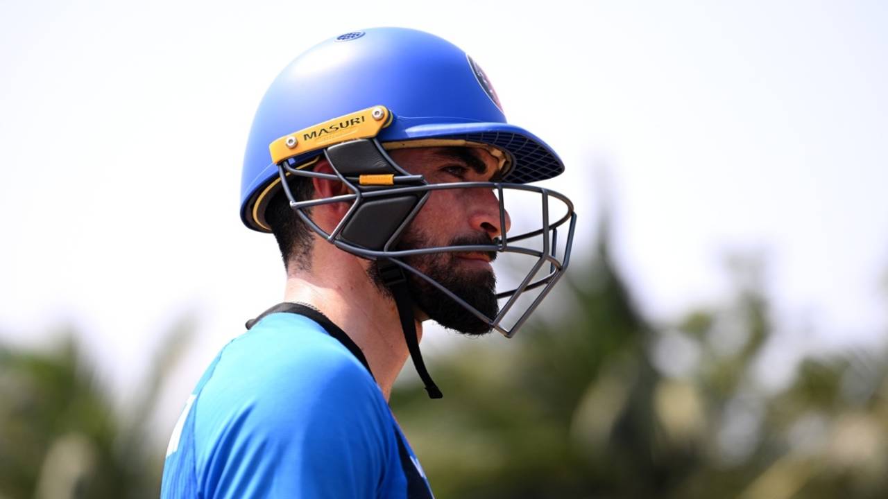 Ibrahim Zadran waits to bat, Afghanistan vs New Zealand, Men's T20 World Cup, Chennai, February 7, 2026