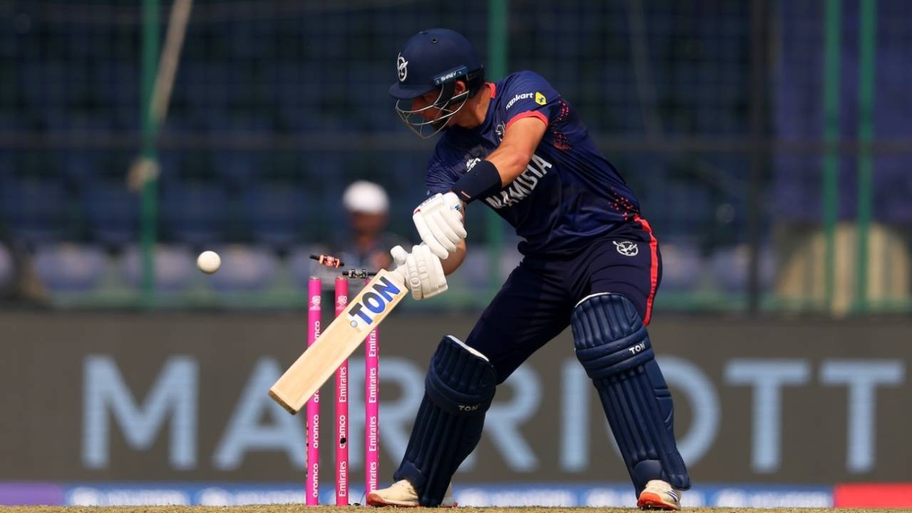 JJ Smit loses his stumps, Namibia vs Netherlands, T20 World Cup, Delhi, February 10, 2026