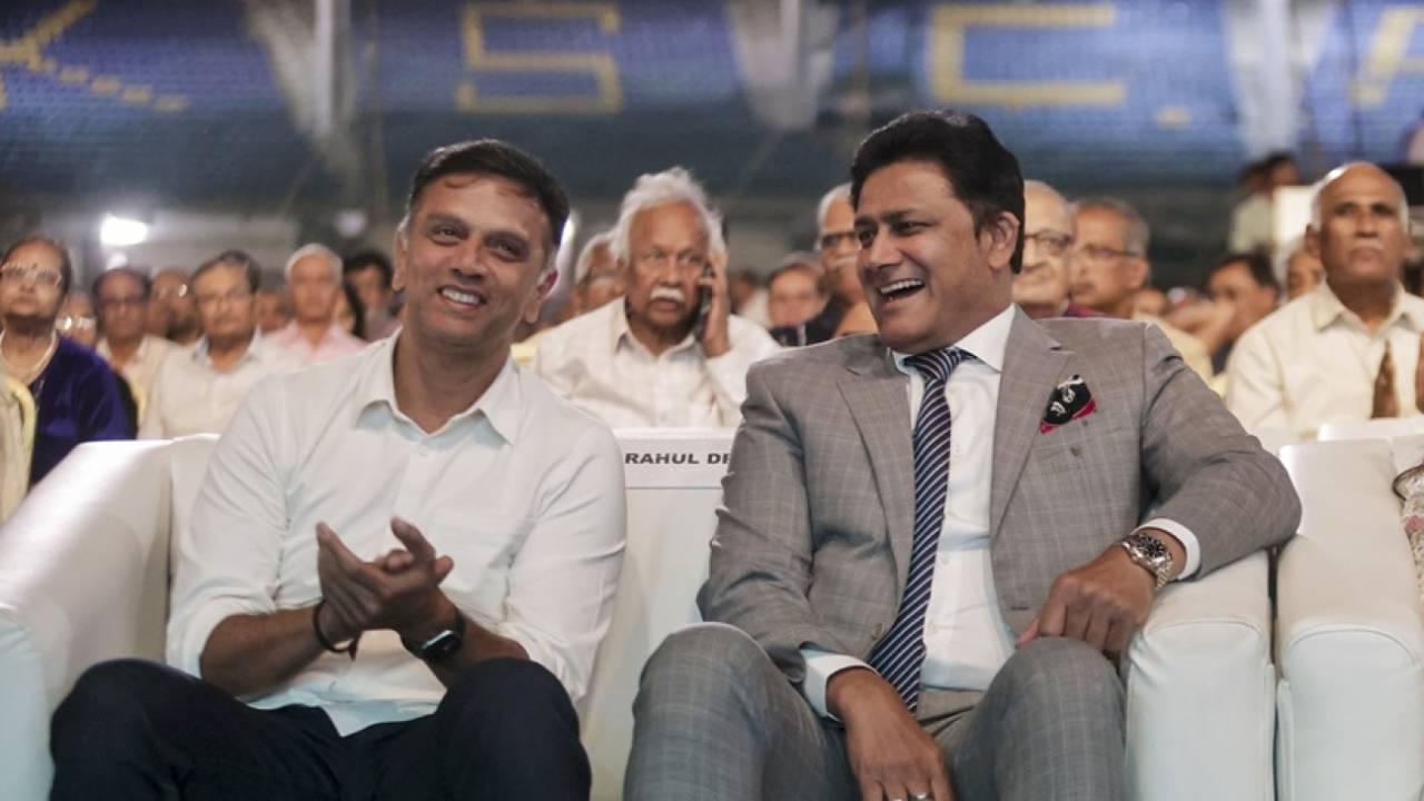 Rahul Dravid and Anil Kumble at a KSCA event, Bengaluru, February 13, 2026