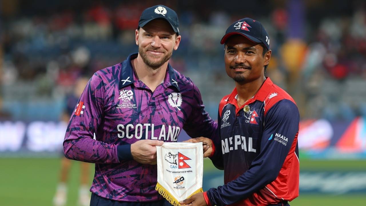 Richie Berrington and Rohit Paudel at the toss, Scotland vs Nepal, T20 World Cup, Mumbai, February 17, 2026