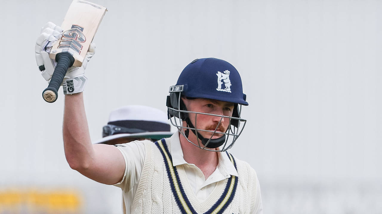 Rob Yates acknowledges his half-century, Warwickshire vs Surrey, County Championship, Division One, Edgbaston, April 4, 2026