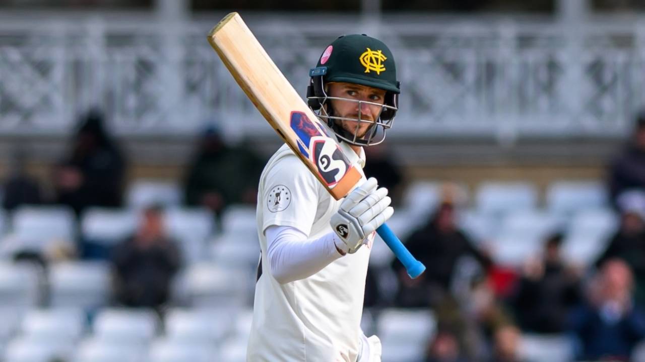 Joe Clarke salutes the crowd, Day 2, Nottinghamshire vs Glamorgan, Trent Bridge, April 11, 2026