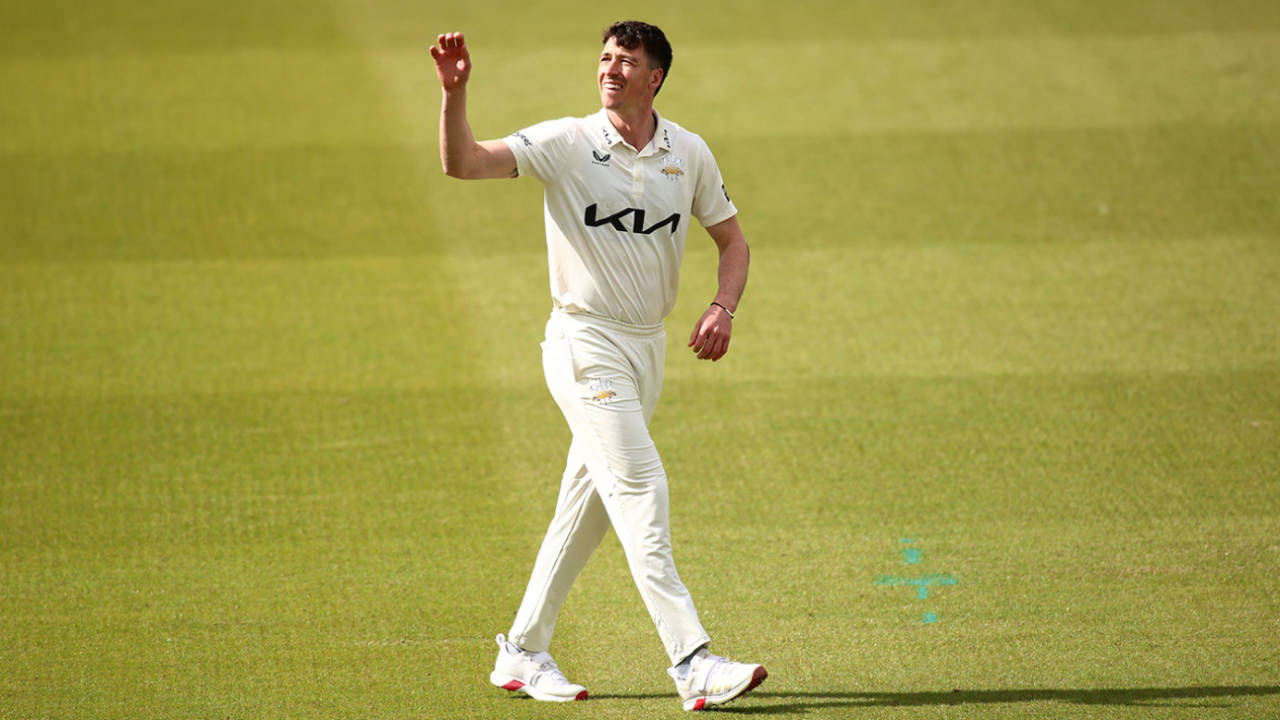 Matthew Fisher put in the hard yards leading Surrey's attack, Surrey vs Leicestershire, County Championship, Division One, The Oval, April 12, 2026