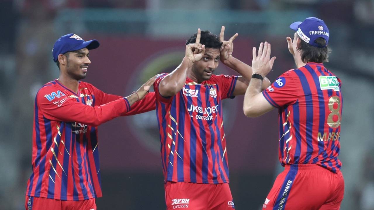 Mohsin Khan celebrates after getting rid of Vaibhav Sooryavanshi cheaply, Lucknow Super Giants vs Rajasthan Royals, IPL 2026, Lucknow, April 22, 2026