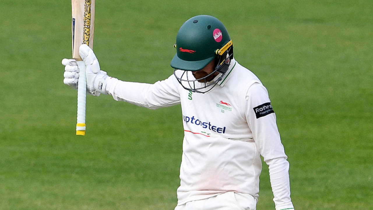 Jonny Tattersall acknowledges his half-century, Glamorgan vs Leicestershire, County Championship, Cardiff, April 26, 2026