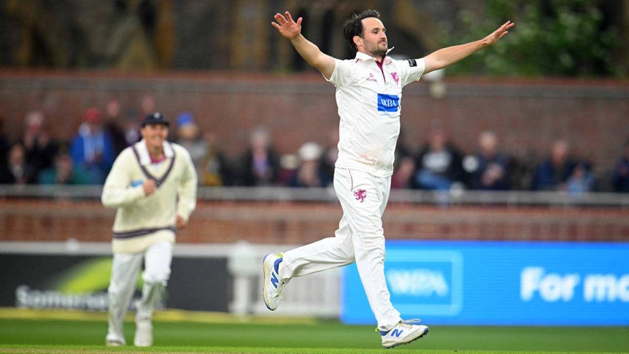 Lewis Gregory ran through Yorkshire to claim a five-for, Somerset vs Yorkshire, County Championship, Division One, Taunton, May 1, 2026
