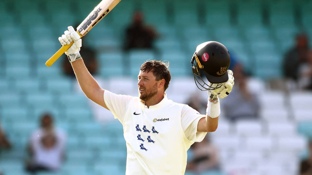 Ollie Robinson second career hundred led the fightback for his side, Surrey vs Sussex, County Championship, Division One, The Oval, May 1, 2026