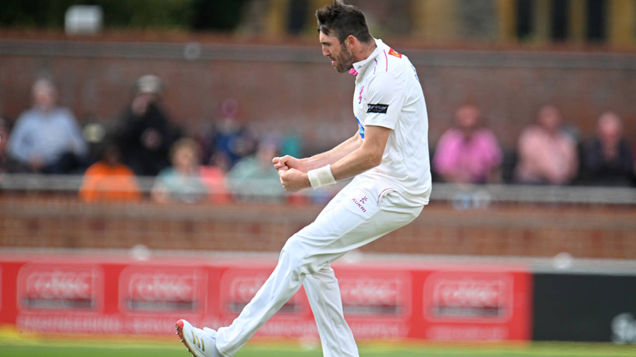 Craig Overton made inroads on the third morning, Somerset vs Yorkshire, County Championship, Division One, Taunton, May 3, 2026 Craig Overton made inroads on the third morning, Somerset vs Yorkshire, County Championship, Division One, Taunton, May 3, 2026