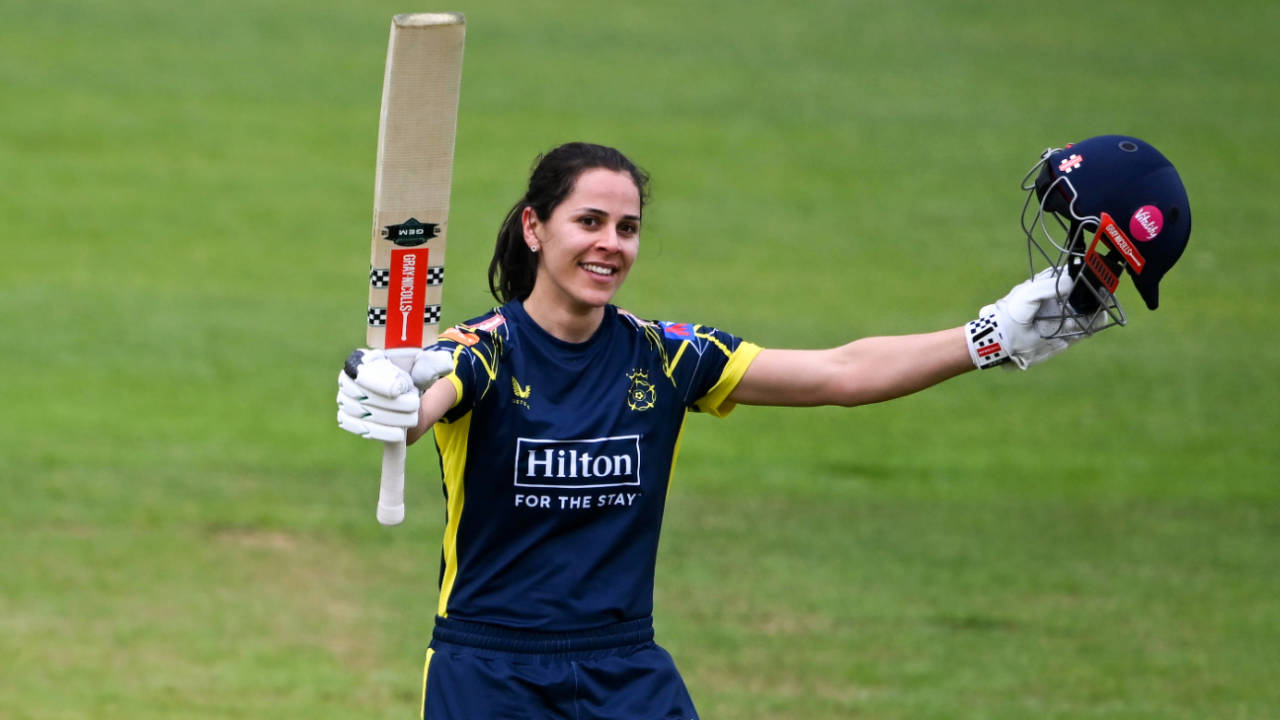 Maia Bouchier brings up her century against Somerset, Hampshire vs Somerset, Women's One-Day Cup, Southampton, May 6, 2026