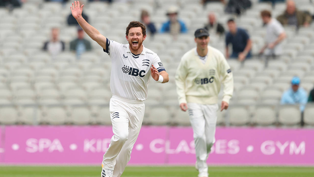 Ryan Higgins struck with the new ball, Lancashire vs Middlesex, County Championship, Division Two, Old Trafford, May 8, 2026