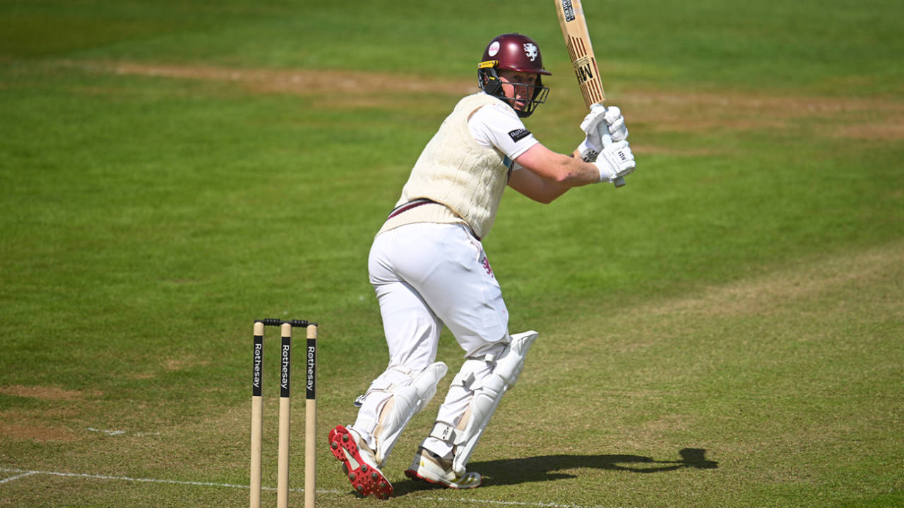 James Rew clips leg side during his innings of 86, Somerset vs Sussex, County Championship, Division One, Taunton, May 15, 2026