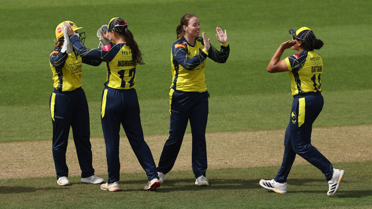 Amanda-Jade Wellington claimed a three-wicket haul, Hampshire vs Surrey, Women's T20 Blast, Utilita Bowl, May 29, 2026
