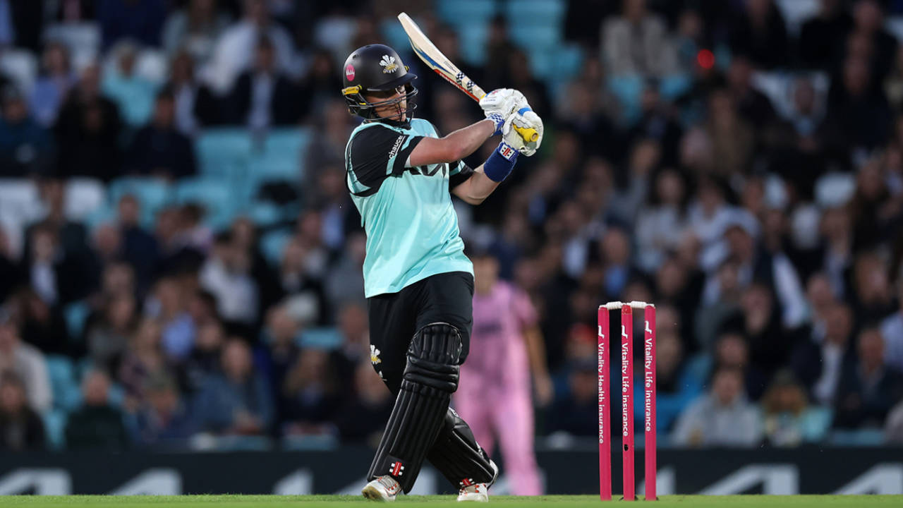 Ollie Pope pulls during his unbeaten fifty, Surrey vs Middlesex, Men's T20 Blast, Kia Oval, June 3, 2026
