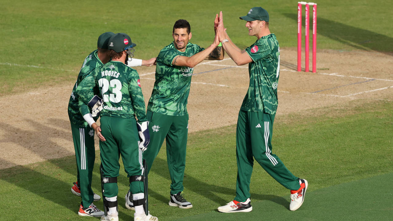 Benny Howell celebrates a wicket, Nottinghamshire vs Warwickshire, Men's T20 Blast, Trent Bridge, June 5, 2026