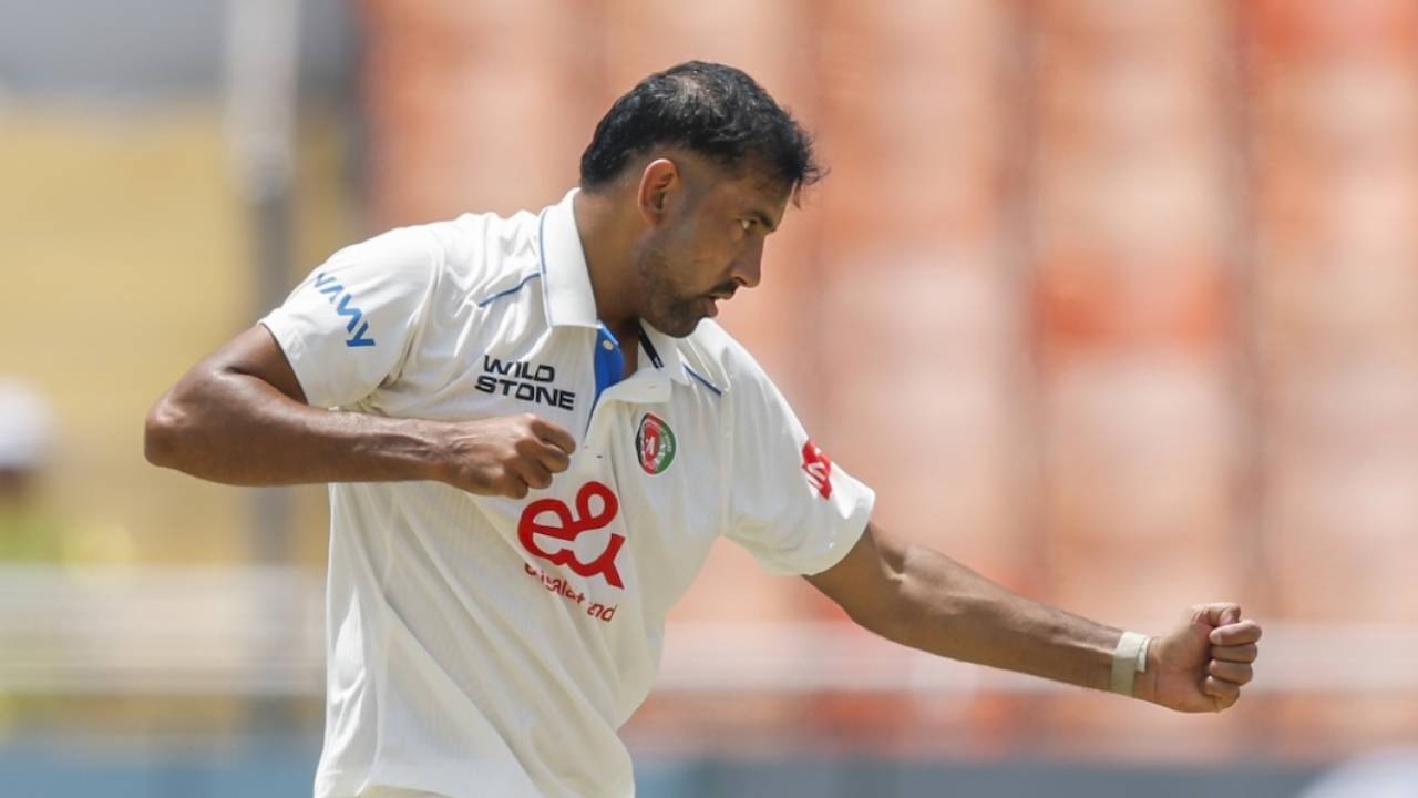Mohammad Saleem ended Mohammed Siraj's cameo for his sixth wicket, India vs Afghanistan, Only Test, 2nd day, New Chandigarh, June 7, 2026