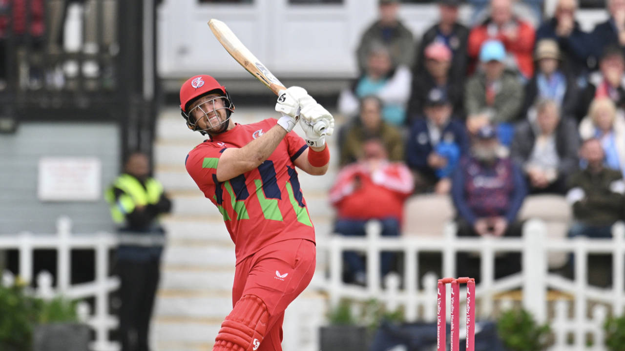 Liam Livingstone swings one over the leg side, Lancashire vs Glamorgan, Vitality T20 Blast, Blackpool, June 7, 2026