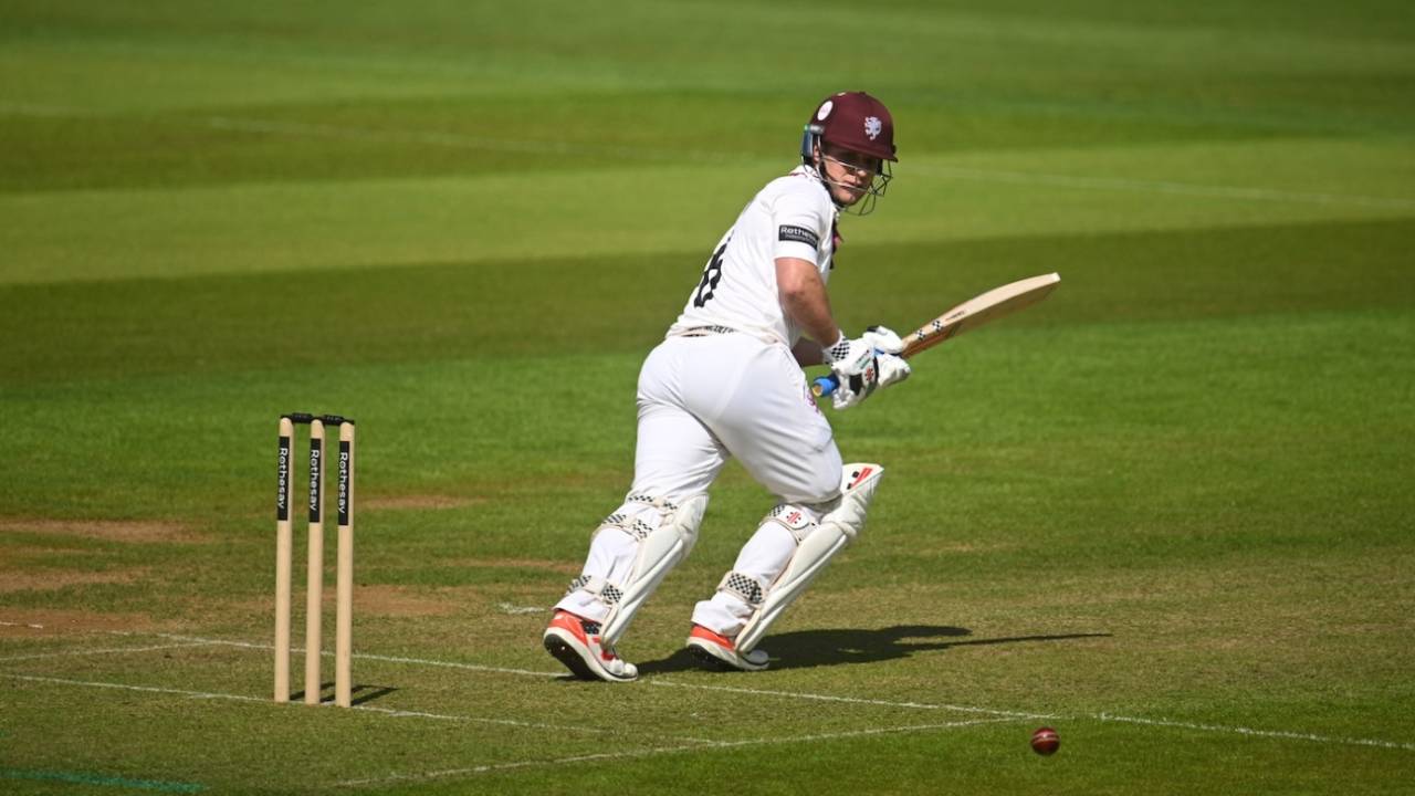 Jordan Hermann plays behind square, Somerset vs Sussex, Taunton, Division One, Rothesay County Championship, May 15, 2026