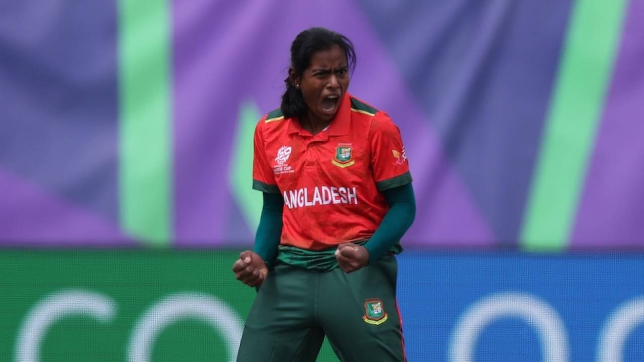 Marufa Akter was thrilled after completing a return catch, Bangladesh vs Netherlands, Women's T20 World Cup 2026, Edgbaston, June 14, 2026
