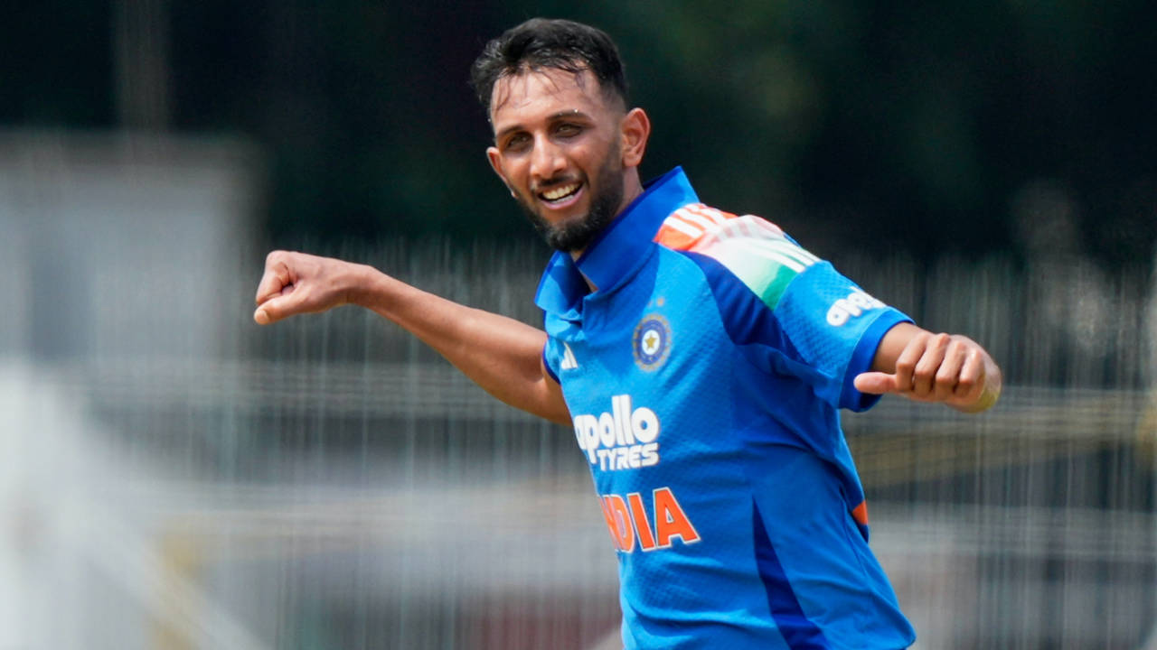 Prasidh Krishna's first spell, of five overs, saw him take 4 for 6, India vs Afghanistan, 3rd ODI, Chennai, June 20, 2026