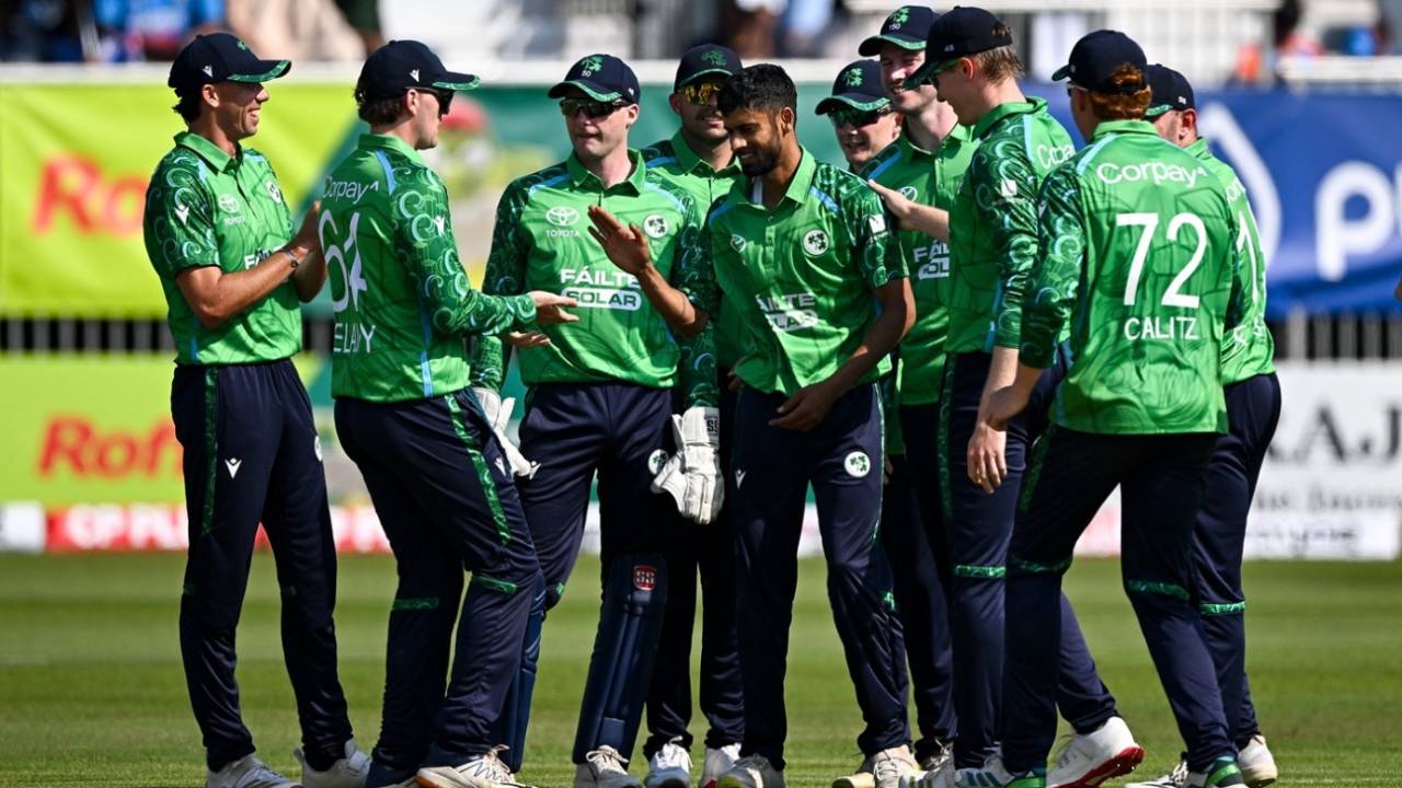 Jai Moondra dismissed Shivam Dube caught and bowled, Ireland vs India, 1st men's T20I, Belfast, June 26, 2026