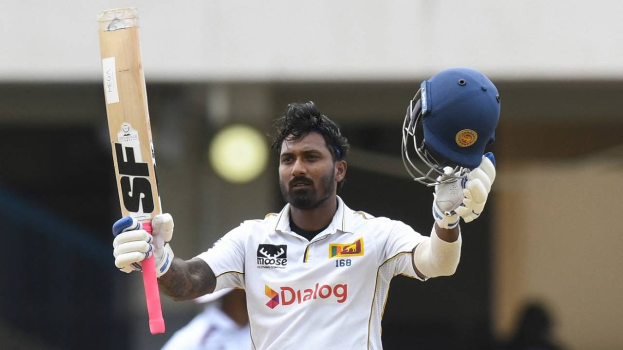Lahiru Udara reached his first Test hundred, West Indies vs Sri Lanka, 2nd Test, North Sound, Antigua, day 1, July 3, 2026