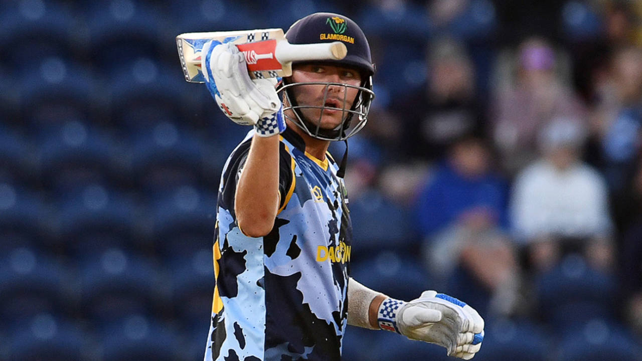 Will Smale acknowledges his fifty, Glamorgan vs Warwickshire, Men's T20 Blast, Cardiff, July 3, 2026