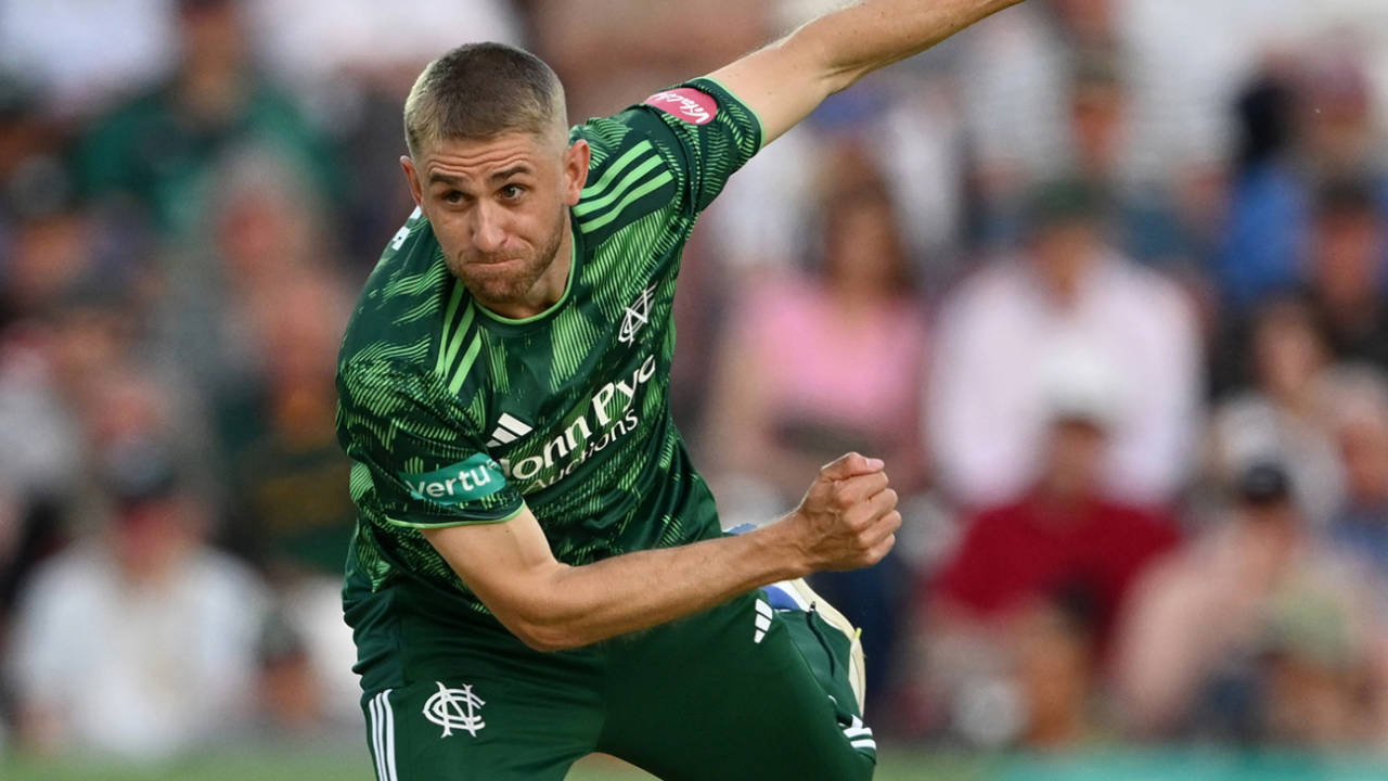 Olly Stone bowls in the Blast, Nottinghamshire vs Yorkshire, T20 Blast, May 22, 2026