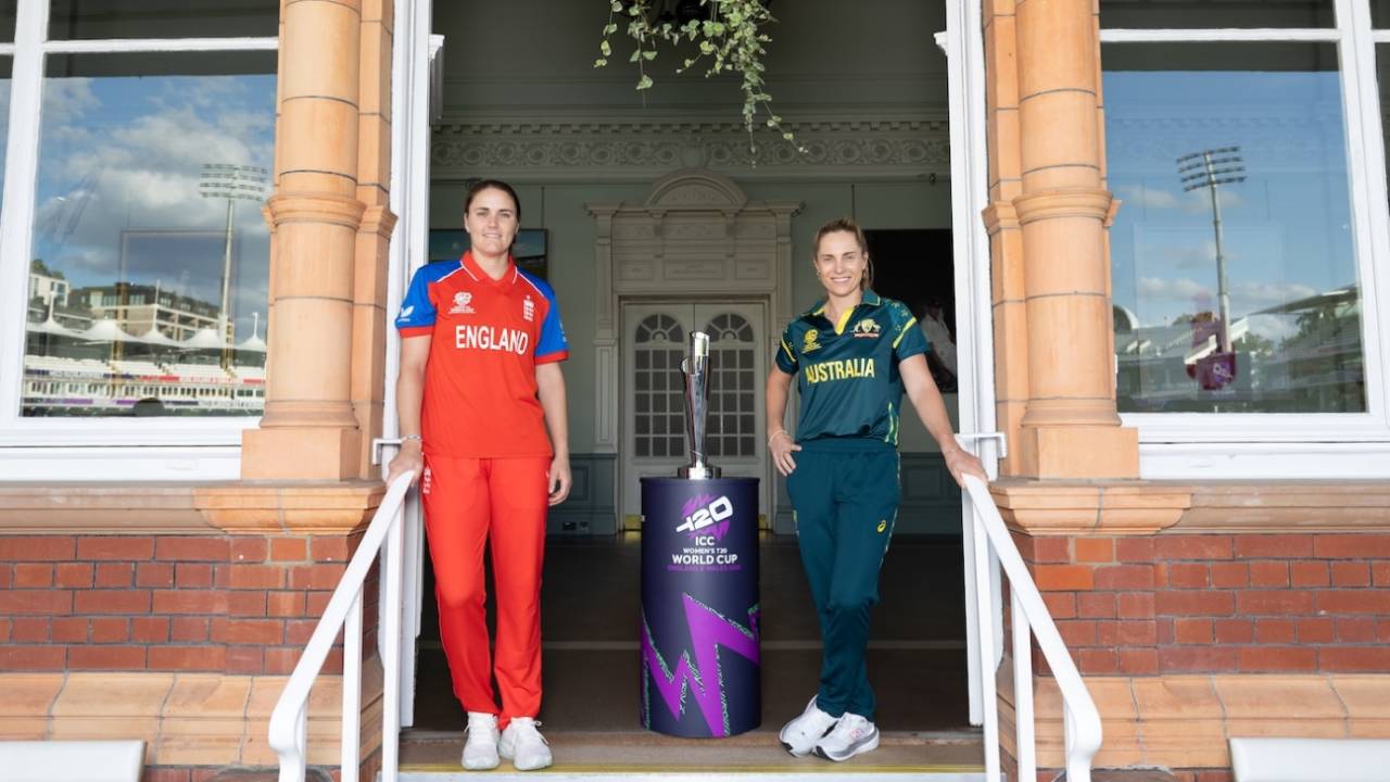 Nat Sciver-Brunt and Sophie Molineux pose with the trophy, England vs Australia, T20 World Cup final, Lord's, July 4, 2026